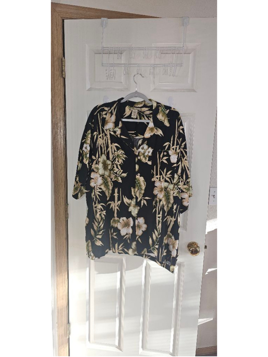 Islander Other - Men's Islander Casual Button Down Shirt XXL Black Beige Floral